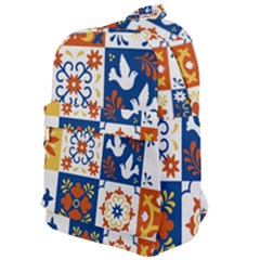 Mexican Talavera Pattern Ceramic Tiles With Flower Leaves Bird Ornaments Traditional Majolica Style Classic Backpack by BangZart
