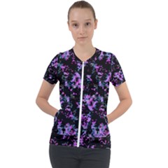 Abstract Intricate Texture Print Short Sleeve Zip Up Jacket by dflcprintsclothing
