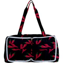 Red, Hot Jalapeno Peppers, Chilli Pepper Pattern At Black, Spicy Multi Function Bag by Casemiro