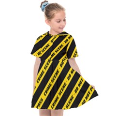 Warning Colors Yellow And Black - Police No Entrance 2 Kids  Sailor Dress by DinzDas