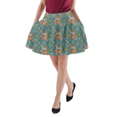 006 - Funky Oldschool 70s Wallpaper - Exploding Circles A-line Pocket Skirt by DinzDas
