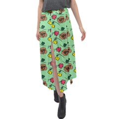 Lady Bug Fart - Nature And Insects Velour Split Maxi Skirt by DinzDas