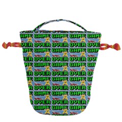 Game Over Karate And Gaming - Pixel Martial Arts Drawstring Bucket Bag by DinzDas