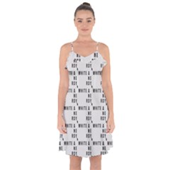 White And Nerdy - Computer Nerds And Geeks Ruffle Detail Chiffon Dress by DinzDas