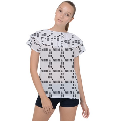 White And Nerdy - Computer Nerds And Geeks Ruffle Collar Chiffon Blouse by DinzDas