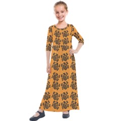 Inka Cultur Animal - Animals And Occult Religion Kids  Quarter Sleeve Maxi Dress by DinzDas