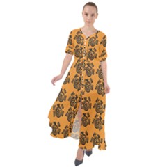 Inka Cultur Animal - Animals And Occult Religion Waist Tie Boho Maxi Dress by DinzDas
