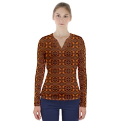 Inka Cultur Animal - Animals And Occult Religion V-neck Long Sleeve Top by DinzDas
