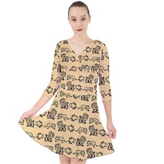 Inka Cultur Animal - Animals And Occult Religion Quarter Sleeve Front Wrap Dress by DinzDas