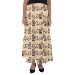 Inka Cultur Animal - Animals And Occult Religion Flared Maxi Skirt by DinzDas