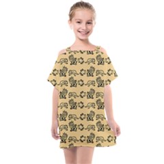 Inka Cultur Animal - Animals And Occult Religion Kids  One Piece Chiffon Dress by DinzDas