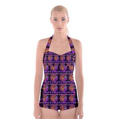 Inka Cultur Animal - Animals And Occult Religion Boyleg Halter Swimsuit  by DinzDas