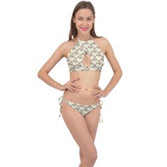 Abstract Flowers And Circle Cross Front Halter Bikini Set by DinzDas