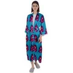 Little Devil Baby - Cute And Evil Baby Demon Maxi Satin Kimono by DinzDas