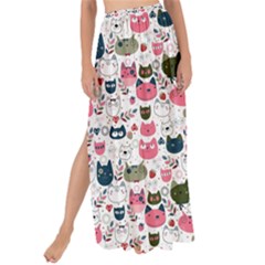 Adorable Seamless Cat Head Pattern01 Maxi Chiffon Tie-up Sarong by TastefulDesigns
