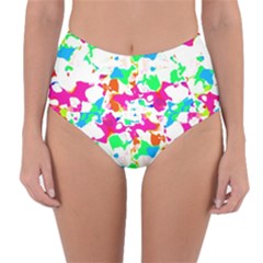 Bright Multicolored Abstract Print Reversible High-waist Bikini Bottoms by dflcprintsclothing
