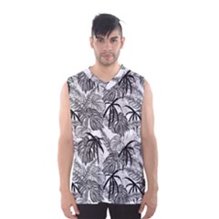 Black And White Leafs Pattern, Tropical Jungle, Nature Themed Men s Basketball Tank Top by Casemiro