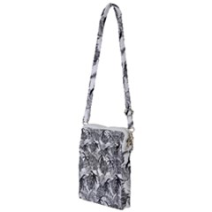 Black And White Leafs Pattern, Tropical Jungle, Nature Themed Multi Function Travel Bag by Casemiro