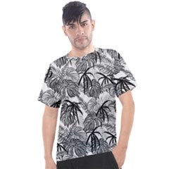 Black And White Leafs Pattern, Tropical Jungle, Nature Themed Men s Sport Top by Casemiro