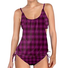 Dark Purple, Violet Tartan, Buffalo Plaid Like Pattern Tankini Set by Casemiro