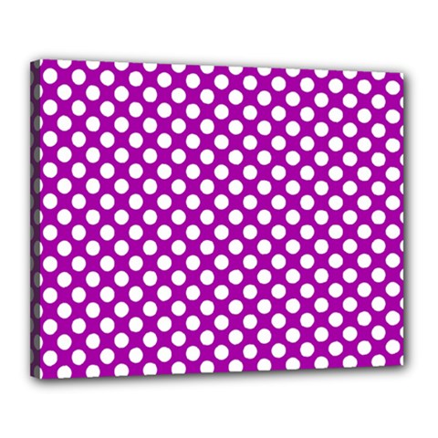 White And Purple, Polka Dots, Retro, Vintage Dotted Pattern Canvas 20  X 16  (stretched) by Casemiro