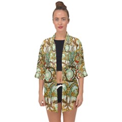Multicolored Modern Collage Print Open Front Chiffon Kimono by dflcprintsclothing