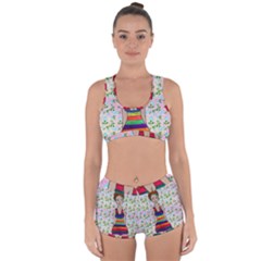 Tan Swimmer Flowerwall Racerback Boyleg Bikini Set by snowwhitegirl