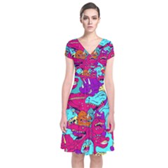Dinos Short Sleeve Front Wrap Dress by Sobalvarro