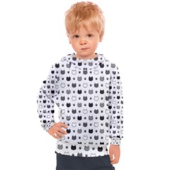 Kitten Head Paw Footprint Seamless Pattern 1 Kids  Hooded Pullover by TastefulDesigns