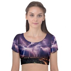Spark Velvet Short Sleeve Crop Top  by Sparkle