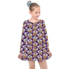 Eyes Cups Kids  Long Sleeve Dress by Sparkle
