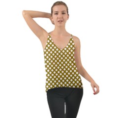 Gold Polka Dots Patterm, Retro Style Dotted Pattern, Classic White Circles Chiffon Cami by Casemiro