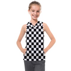 Black And White Chessboard Pattern, Classic, Tiled, Chess Like Theme Kids  Sleeveless Hoodie by Casemiro
