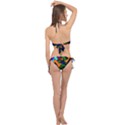 Trippy paint splash, asymmetric dotted camo in saturated colors Cross Front Halter Bikini Set View2