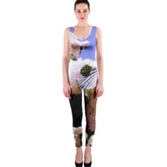 Pink Snowball Branch One Piece Catsuit by okhismakingart
