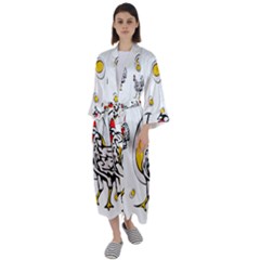 Roseanne Chicken, Retro Chickens Maxi Satin Kimono by EvgeniaEsenina