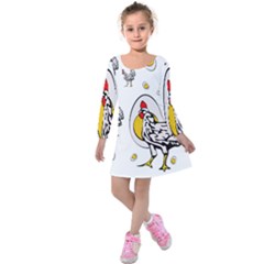 Roseanne Chicken Kids  Long Sleeve Velvet Dress by EvgeniaEsenina