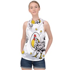 Roseanne Chicken High Neck Satin Top by EvgeniaEsenina