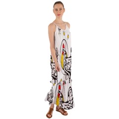 Roseanne Chicken, Retro Chickens Cami Maxi Ruffle Chiffon Dress by EvgeniaEsenina