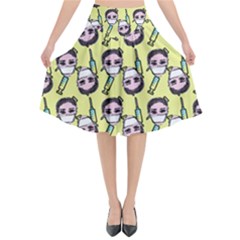 Doctor Pattern Flared Midi Skirt by snowwhitegirl