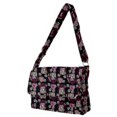 Braids Doll Daisies Black Full Print Messenger Bag (m) by snowwhitegirl