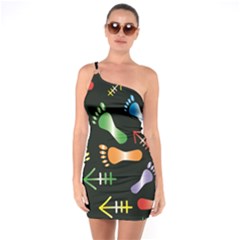  One Shoulder Ring Trim Bodycon Dress by HASHHAB