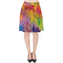 Colorful Watercolors Texture                                                   Velvet High Waist Skirt by LalyLauraFLM