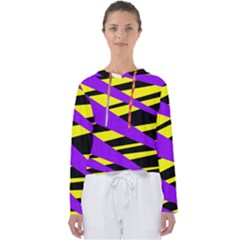 Abstract Triangles, Three Color Dotted Pattern, Purple, Yellow, Black In Saturated Colors Women s Slouchy Sweat by Casemiro