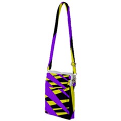 Abstract Triangles, Three Color Dotted Pattern, Purple, Yellow, Black In Saturated Colors Multi Function Travel Bag by Casemiro