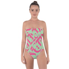 Pattern Ornament Gothic Style Elegant Font Tattoos Tie Back One Piece Swimsuit by Amaryn4rt