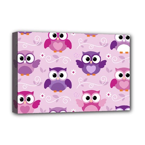 Seamless Cute Colourfull Owl Kids Pattern Deluxe Canvas 18  X 12  (stretched) by Amaryn4rt