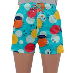 Pop Art Style Citrus Seamless Pattern Sleepwear Shorts by Amaryn4rt