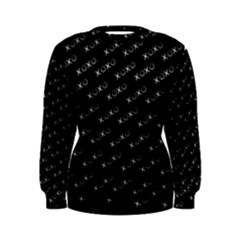Xoxo Black And White Pattern, Kisses And Love Geometric Theme Women s Sweatshirt by Casemiro