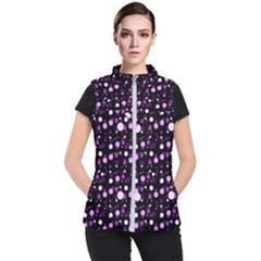 Purple, Pink Bokeh Dots, Asymmetric Polka Dot With Modern Twist Women s Puffer Vest by Casemiro